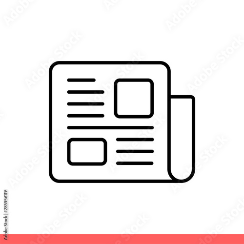 Newspaper icon in flat isolated on white background, news vector illustration for web site or mobile app