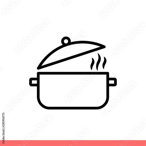 Pot icon in flat isolated on white background, cooking vector illustration for web site or mobile app