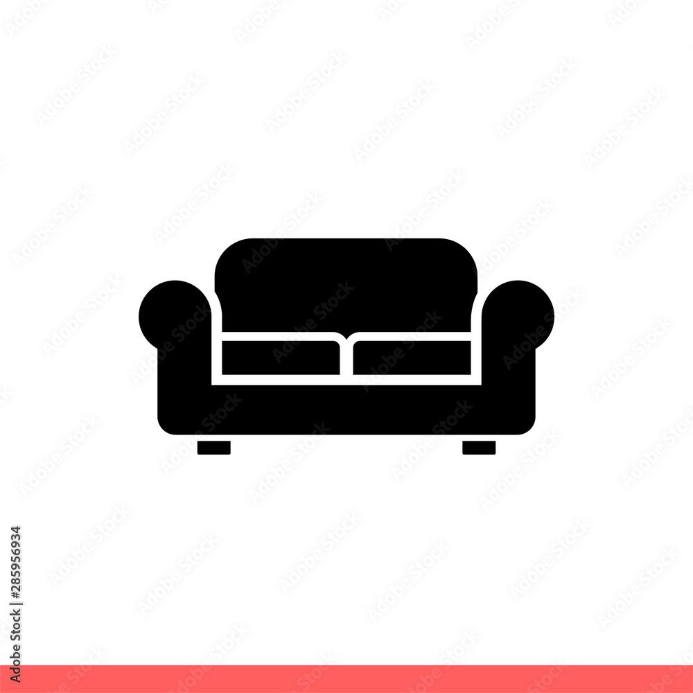 Sofa icon in flat isolated on white background, furniture vector illustration for web site or mobile app Sofa icon in flat isolated on white background, furniture vector illustration for web site or mobile app