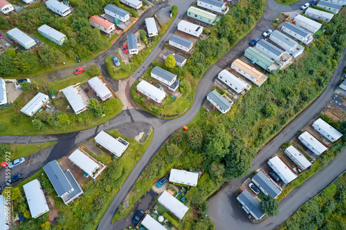 Caravan site park aerial view traveller holiday homes at Cloch site near Wemyss Bay photo