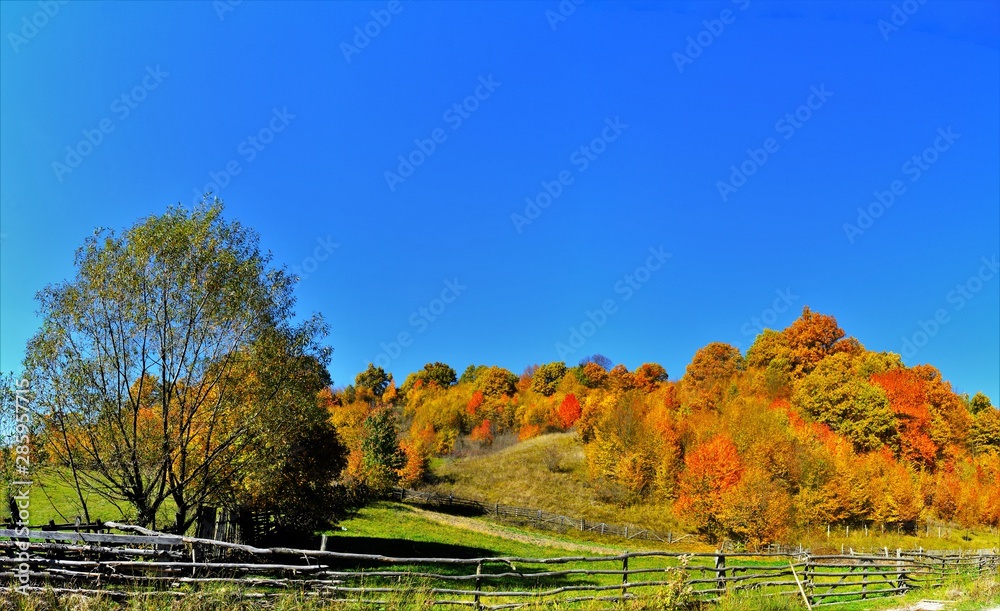autumn landscape between hills