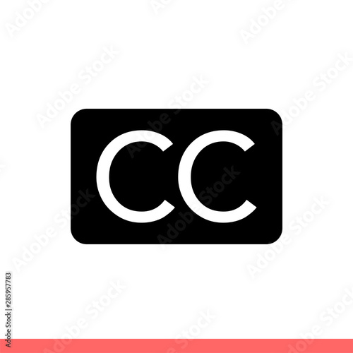 Subtitle icon in flat isolated on white background, closed captioned vector illustration for web site or mobile app