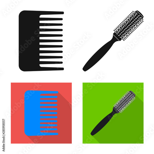 Isolated object of brush and hair sign. Collection of brush and hairbrush stock vector illustration.