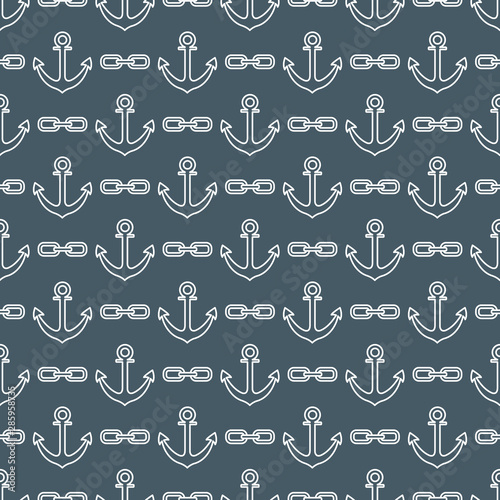 Seamless pattern with anchors and chains