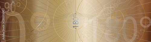 Mathematics symbol in circle geometry calculation 180 or 90° background