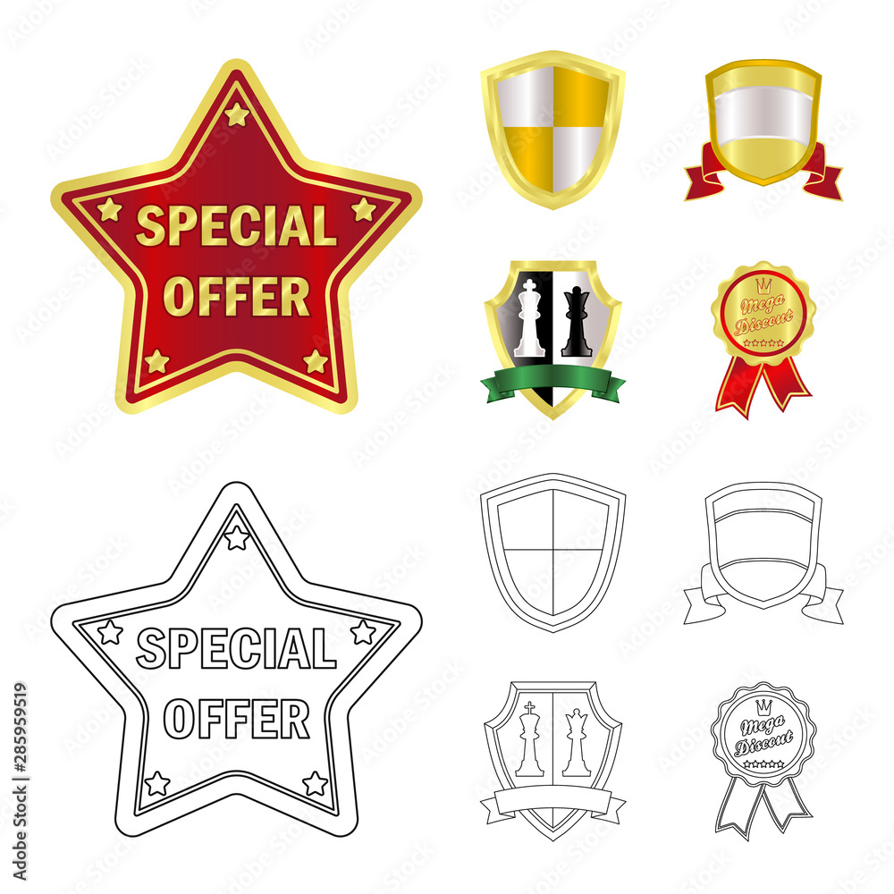 Isolated object of emblem and badge icon. Collection of emblem and sticker stock symbol for web. Isolated object of emblem and badge icon. Collection of emblem and sticker stock symbol for web.