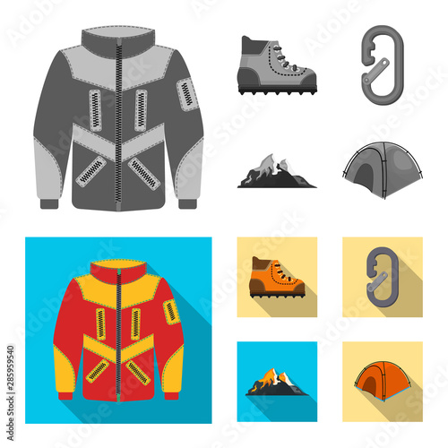 Vector design of mountaineering and peak logo. Collection of mountaineering and camp stock vector illustration.