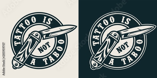 Vintage tattoo studio monochrome round print