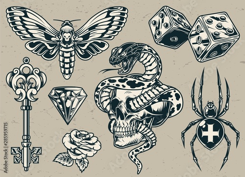 Vintage tattoos set