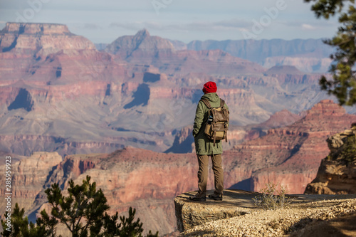 Tablou pe pânză A hiker in the Grand Canyon National Park, South Rim, Arizona, USA