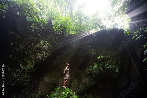 Woman in jungle on Bali, Indonesia 