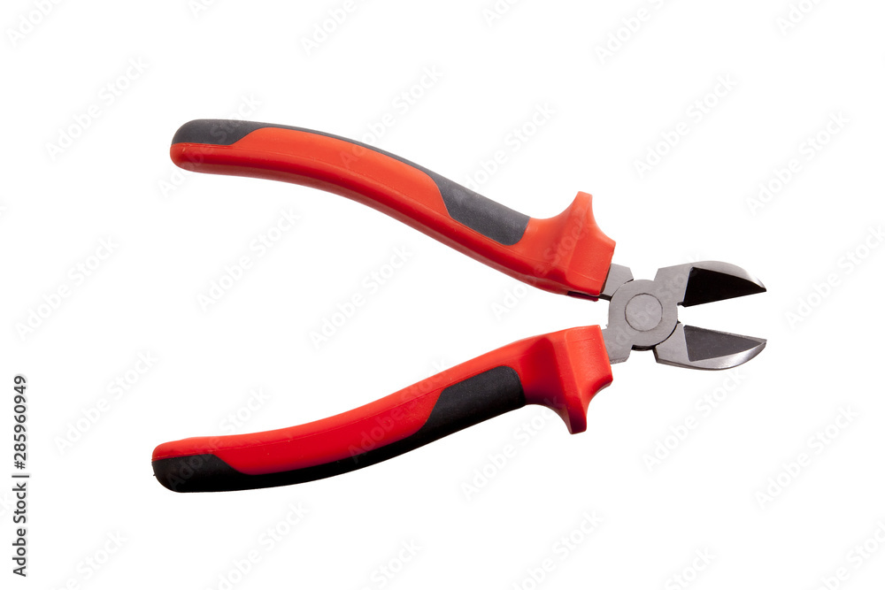 close up of wire cutter on white background close up of wire cutter on white background