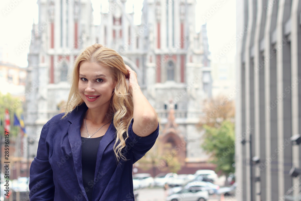 Fototapeta premium Beautiful blonde woman. Lifestyle Travel.