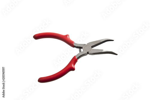 close up of pliers on white background