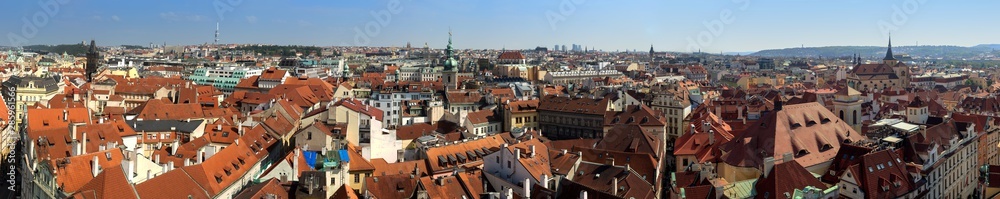 Aerial Panoramic View of Old Town of Prague, Czech Republic