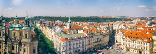 Prague, Czech Republic - aerial view of the Old Town Square seen from the Clock Tower