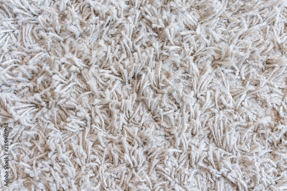 Close up white fur texture or carpet for background