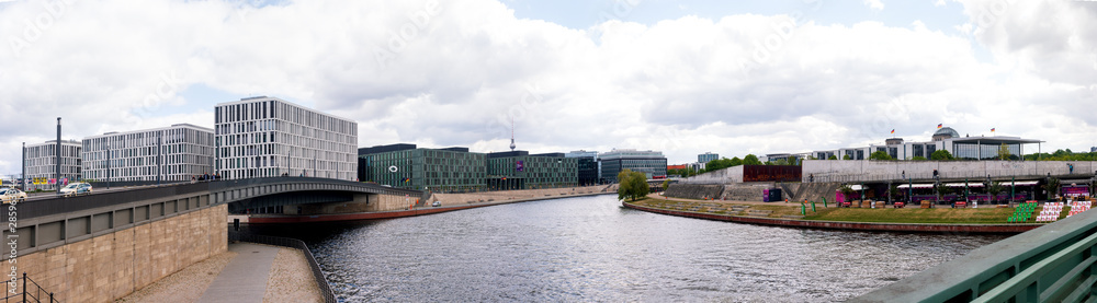 Berlin, Germany - Panoramic view of the river Spree from the bridge