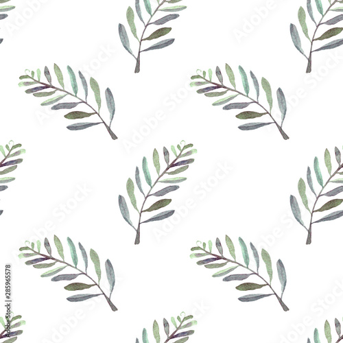 Seamless pattern with leaves on a white background
