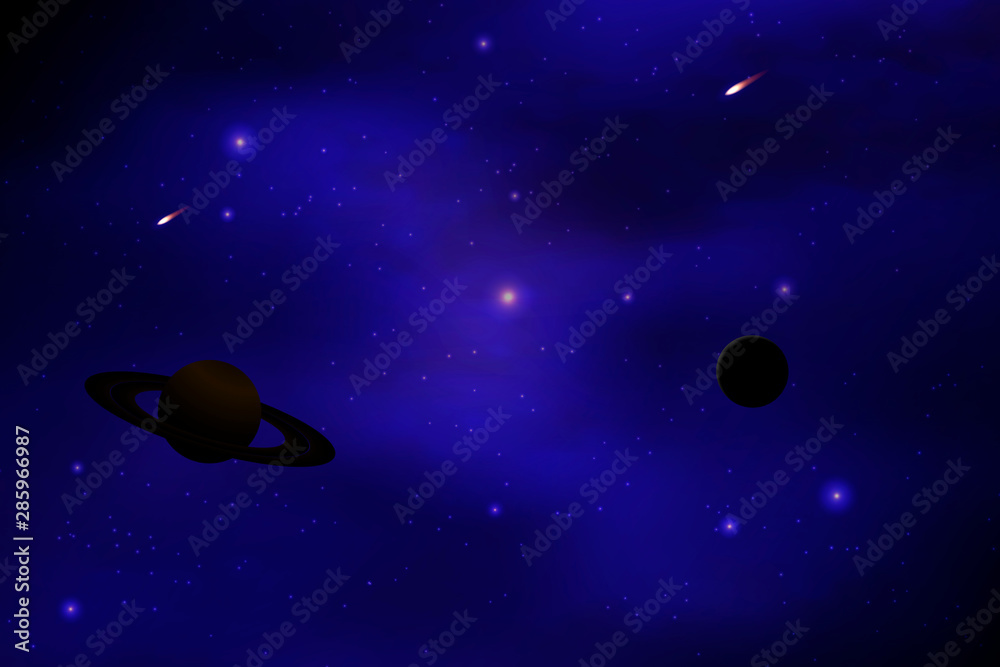 Vector space background with copy space. Cute flat style template with ...