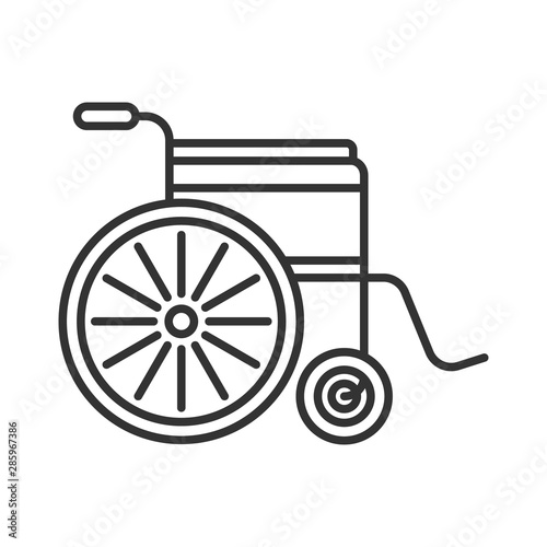 Simple medical linear icon on a white background. Disabled carriage. Gray lines.