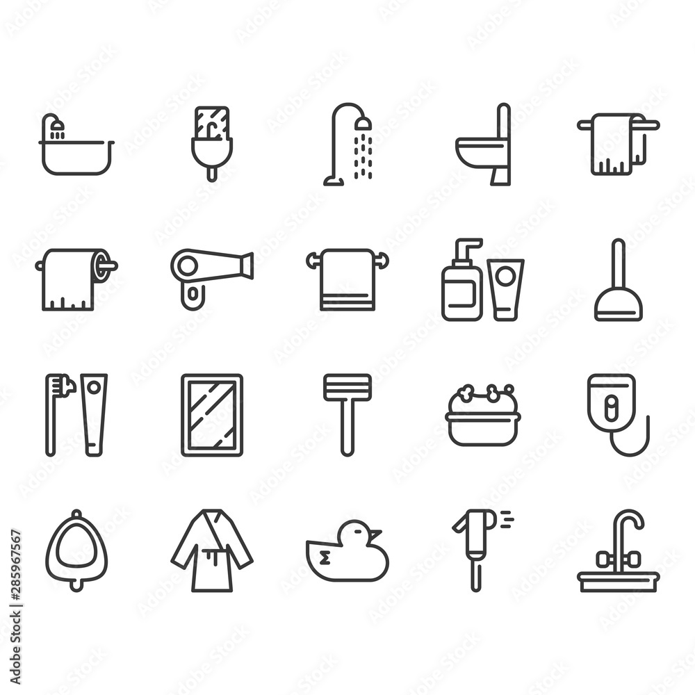 Bathroom related icon set. Vector illustration Bathroom related icon set. Vector illustration