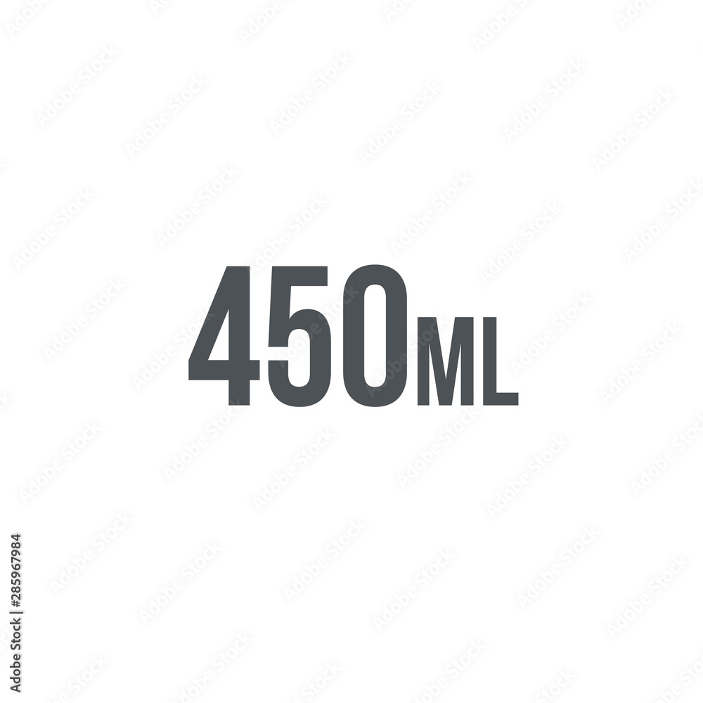 Liter l sign (l-mark) estimated volumes 450 milliliters (ml) Vec