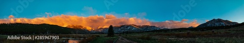 Panoramic sunrise Rocky Mountain National Park