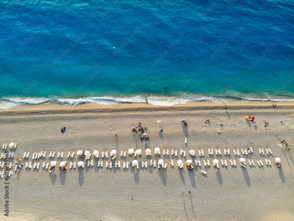 Fototapeta premium Beach on Lefkada, popular tourist resort on same name island in Greece. Aerial view.