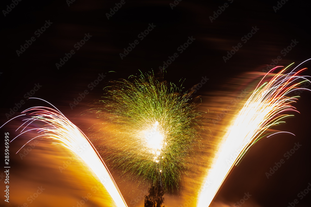 Colorful fireworks lights on the sky background, Kouvola, Finland Stock  Photo | Adobe Stock