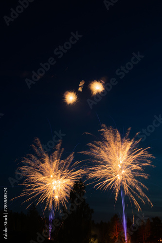 Colorful fireworks lights on the sky background  Kouvola  Finland
