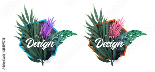 Set of Summer Bright tropical design elements. Print on T-shirts, sweatshirts, cases for mobile phones, souvenirs. Vector illustration