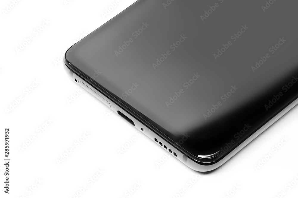 frameless black phone with usb-c input lower edge with a rounded entrance frameless black phone with usb-c input lower edge with a rounded entrance