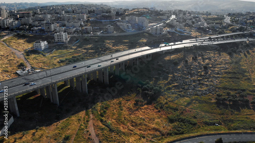 Large Bridge and Traffic in Jerusalem Aerial View © ImageBank4U