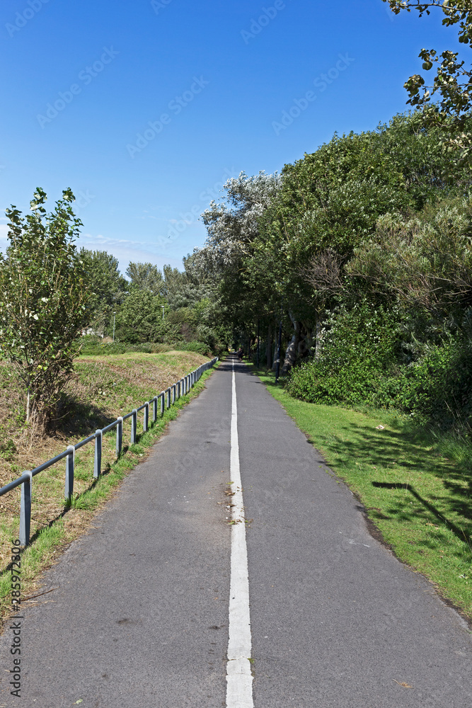A section of cycle route 33 which links Worle to Uphill in Weston-super-Mare, UK.