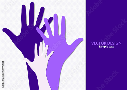 Raised hands, open palms. The concept of charity, volunteering, love, goodness, equality, racial and social issues.