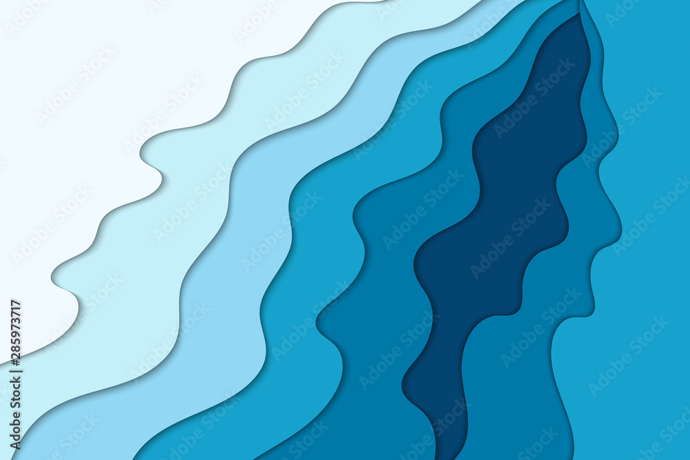 Background with white and blue waves. Abstract wavy paper background. Background with white and blue waves. Abstract wavy paper background.