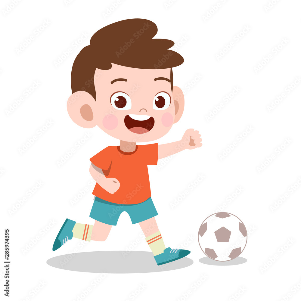 happy kid sport soccer vector illustration