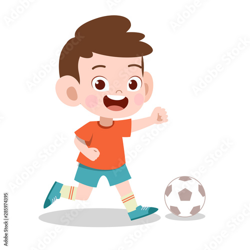 happy kid sport soccer vector illustration