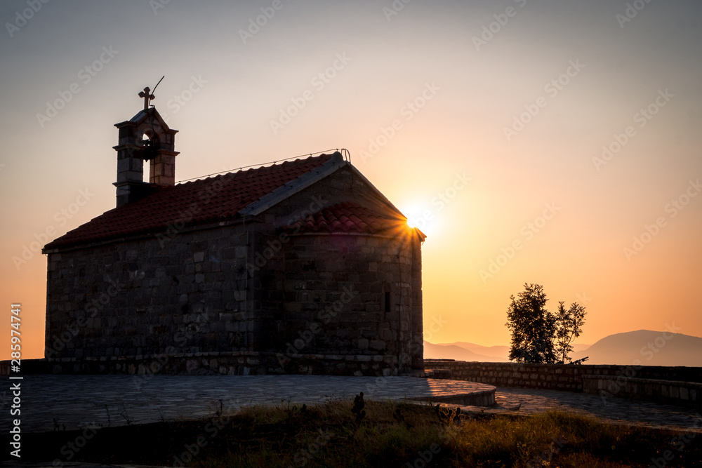 The Church of St. Sava at sunset in Montenegro The Church of St. Sava at sunset in Montenegro