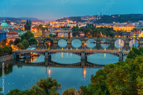 Bridges over the River Vltava in Prague, Czech Republic