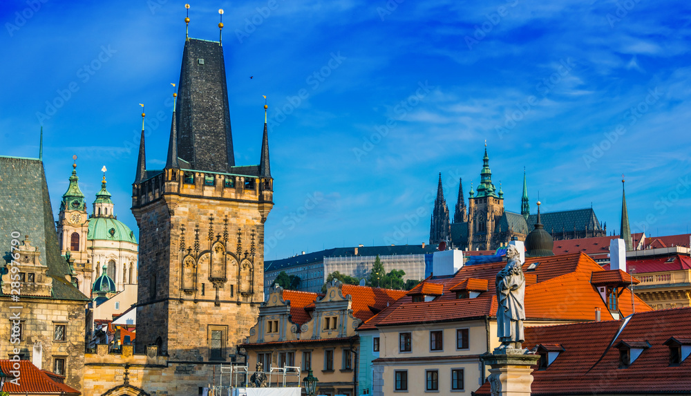 Fototapeta premium Historic architecture of downtown Prague, Czech Republic