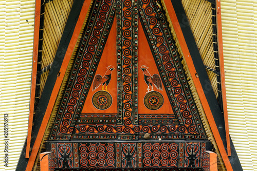 Decorated facade of the traditional house in the Tana Toraja
