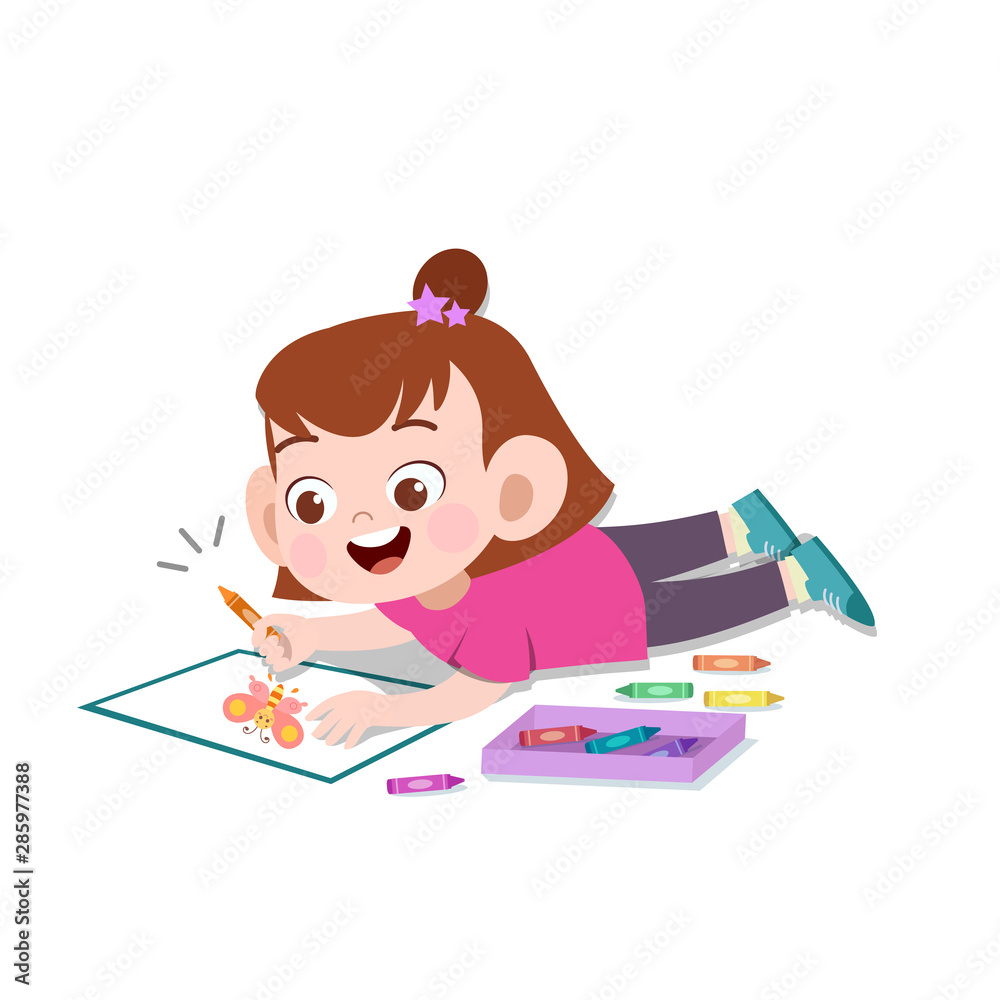 happy kid drawing painting vector illustration happy kid drawing painting vector illustration