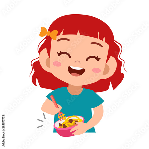 happy kid eat vector illustration