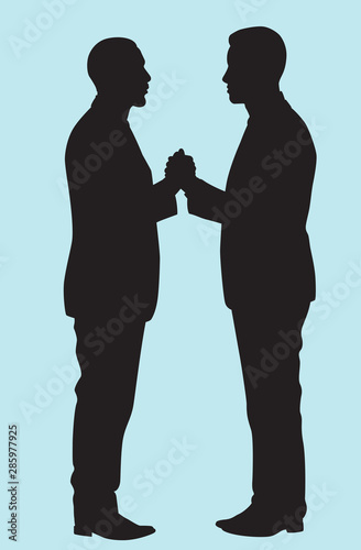 Black Man Handshake	in Silhouette