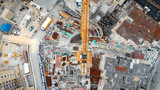 Jerusalem construction site and cranes Aerial view Flying over Cranes and construction site in Pisgat zeev North Jerusalem 