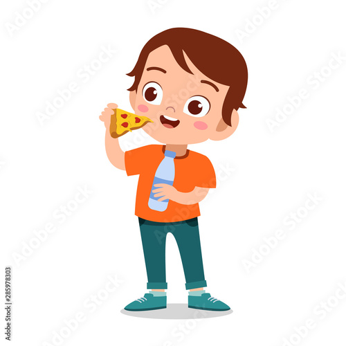 happy kid eat vector illustration