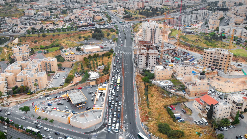 Jerusalem traffic Aerial View