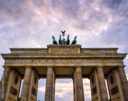 The Brandenburg Gate located in Pariser Platz in the city of Berlin, Germany.